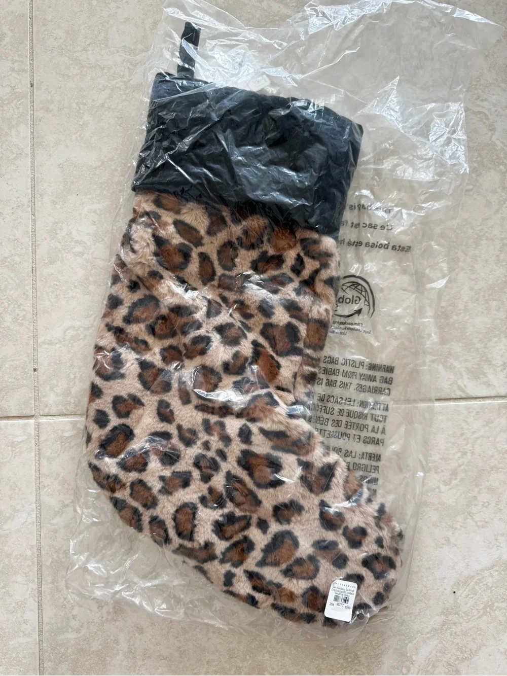 Pottery Barn Animal Print Faux Fur Stocking